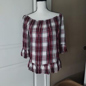 Beach Lunch Lounge plaid Large Top Blouse